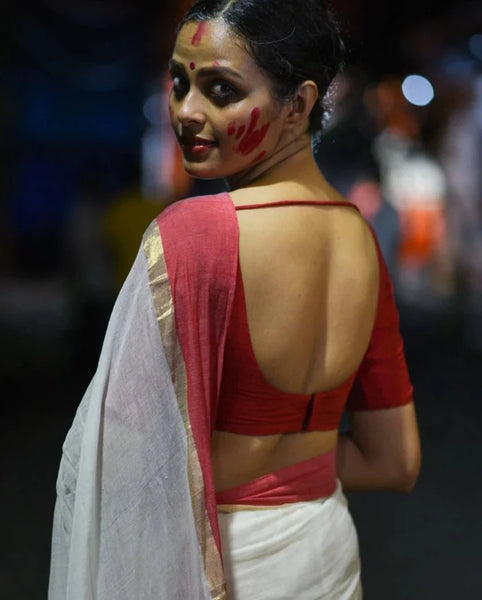 Readymade Beautiful Red Blouse Made of Artificial Silk