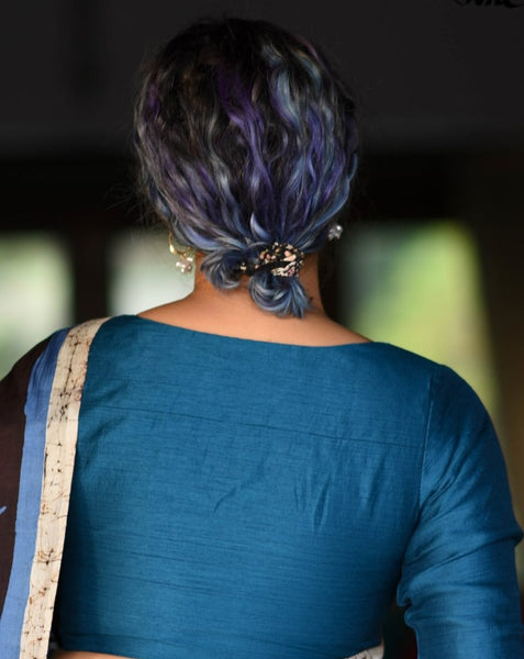 Prussian Blue Half Sleeve Blouse
