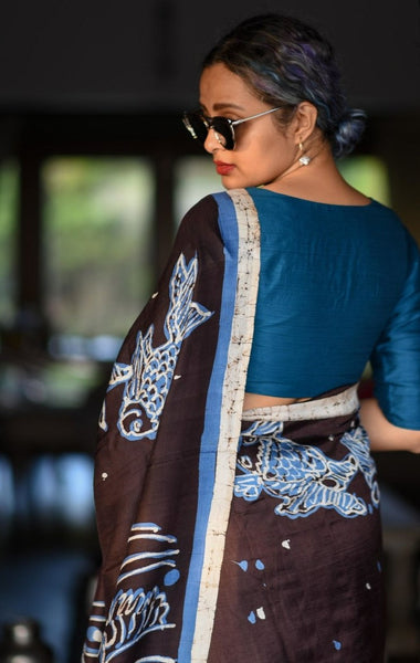 Prussian Blue Half Sleeve Blouse