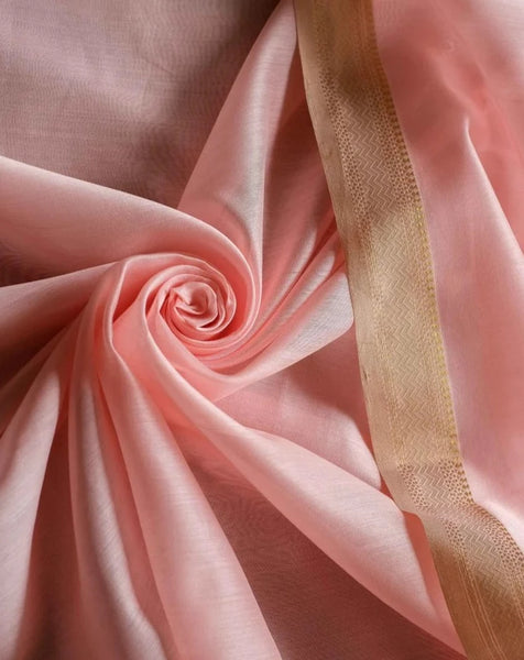 Baby Pink Cotton Silk Saree
