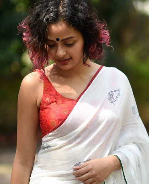 Readymade Red, Gold, Pink, Orange & Green Artificial Silk Blouse