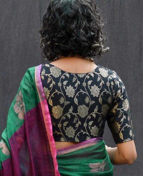 Readymade Gorgeous Black Silk Blouse With Sophisticated V-neck Design