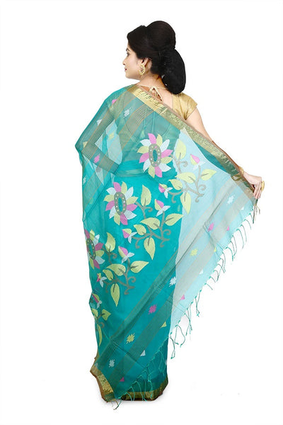 Sky Blue Cotton Silk Saree