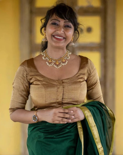 Readymade Gold Handloom Chanderi Silk Blouse