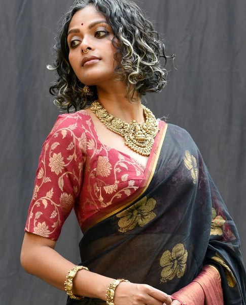 Readymade Beautiful Maroon Silk Blouse With Sweetheart Neckline