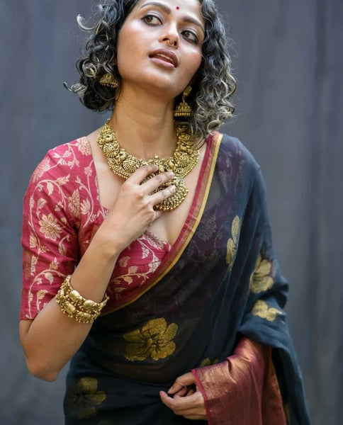 Readymade Beautiful Maroon Silk Blouse With Sweetheart Neckline