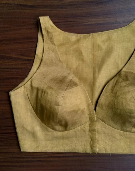 Readymade Lovely Gold Blouse Made of Cotton & Zari