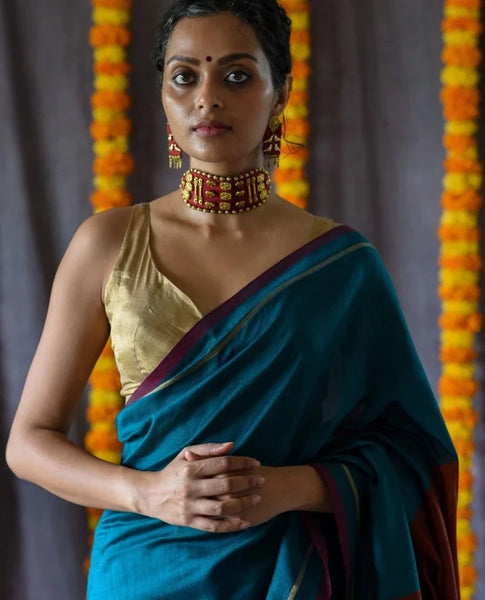 Readymade Lovely Gold Blouse Made of Cotton & Zari