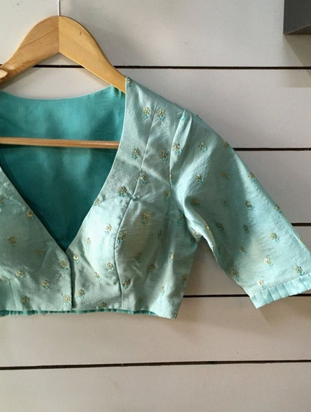 Turquoise Blue Readymade Blouse