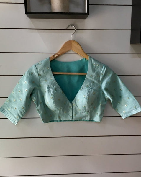 Turquoise Blue Readymade Blouse