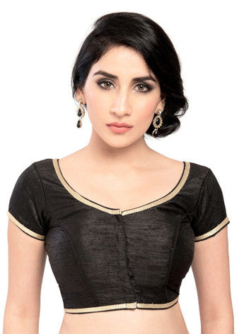 Vamas Black Brocade Front Open Blouse