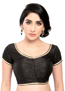 Vamas Black Brocade Front Open Blouse