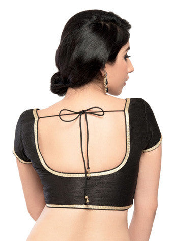 Vamas Black Brocade Front Open Blouse