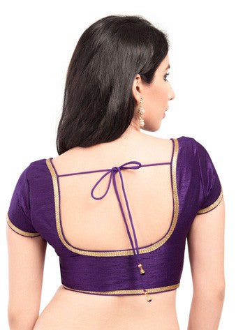 Vamas Brinjal Brocade Front Open Blouse