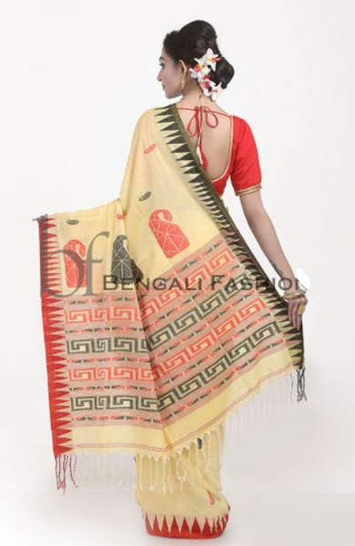 Light Yellow Trendy Soft Pure Cotton Saree