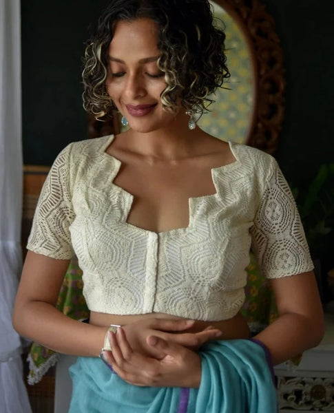 Readymade Elegant White Cotton Blouse